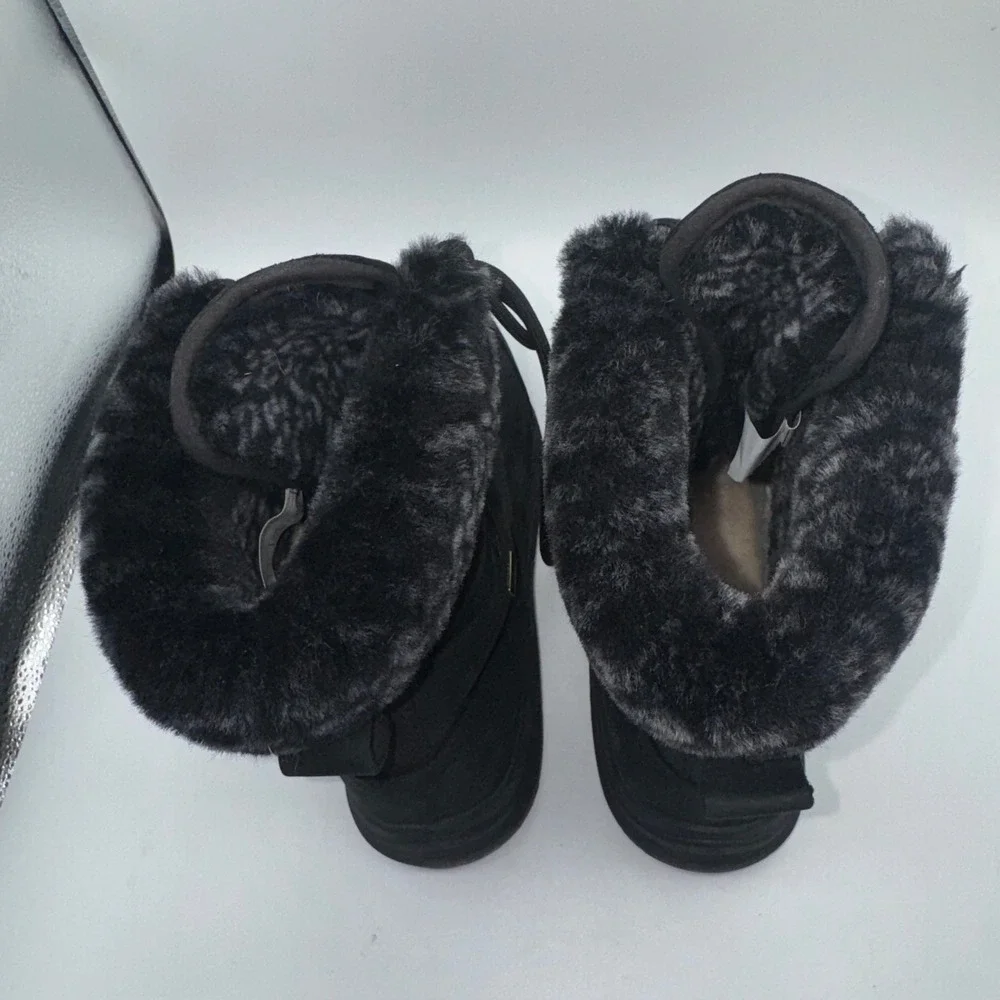 UGG ADIRONDACK BOOT III LEATHER SHEEPSKIN WOMEN'S 7 BOOTS Gray Leopard Fur Lined